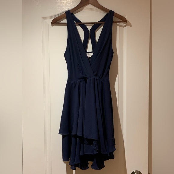 BCBGeneration short navy blue dress with lace detail, US size 2 - Picture 1 of 5